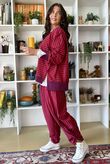 The Sunday Morning Stripe Twist Pant Aubergine Red